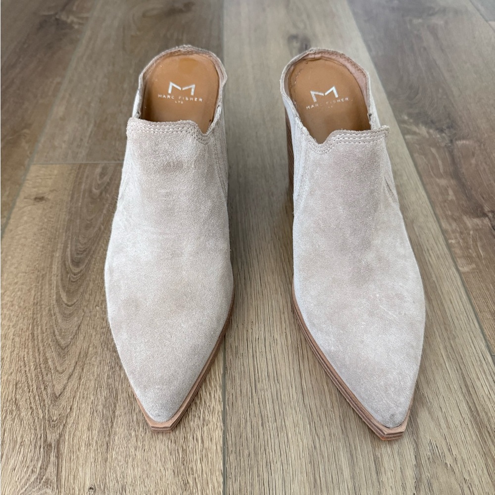Marc Fisher Women's Beige Suede Mules